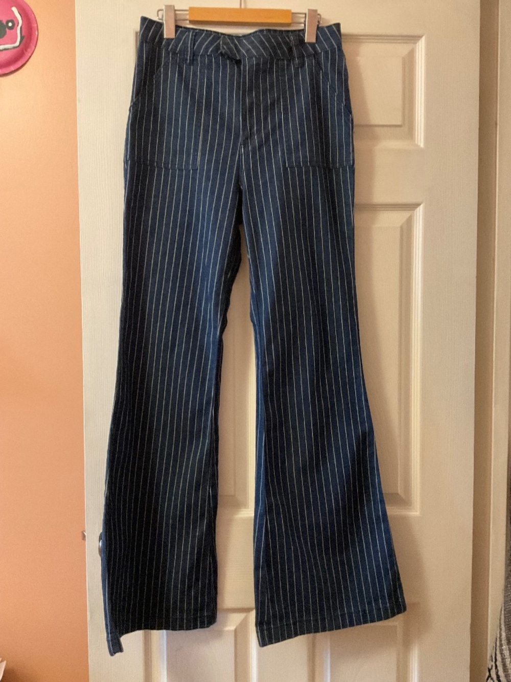 Pinstripe flare jeans